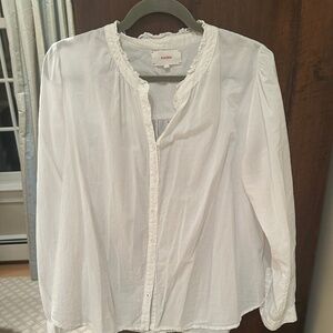 Xirena white ruffle neck blouse